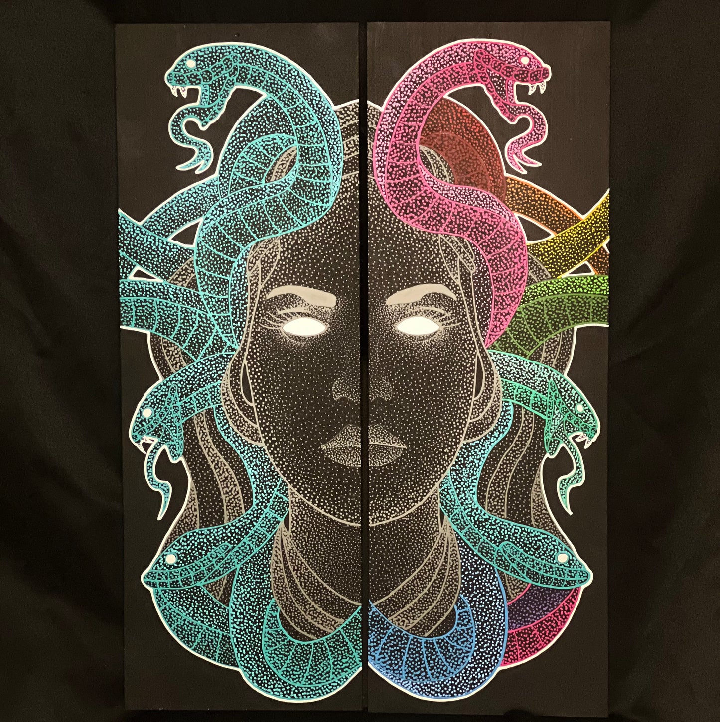 Medusa Teal and Rainbow