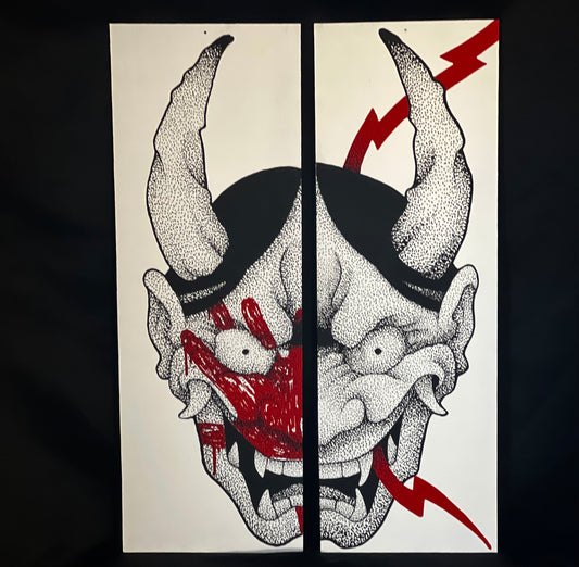 Large Hand Print and Red Bolt Hannya