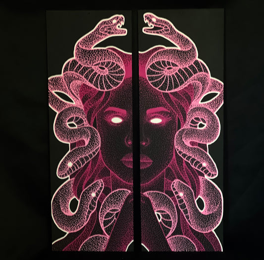 Large Black Panel Pink Medusa