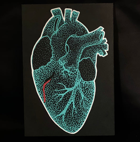 Small Black Panel Teal Heart